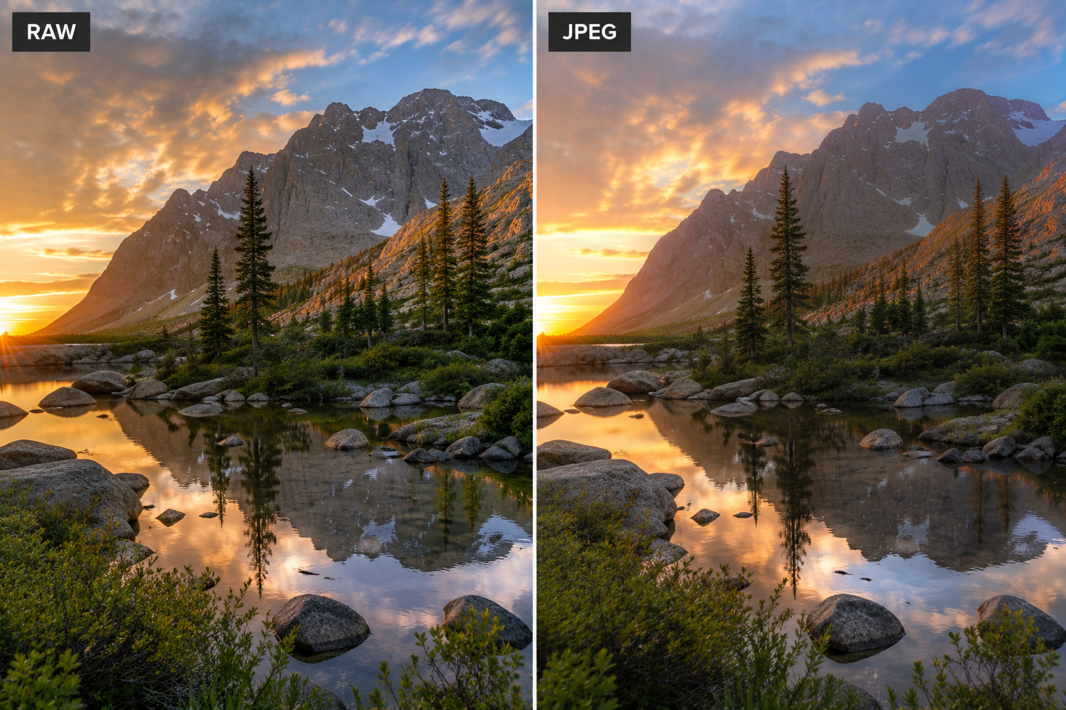 RAW versus JPEG image quality comparison